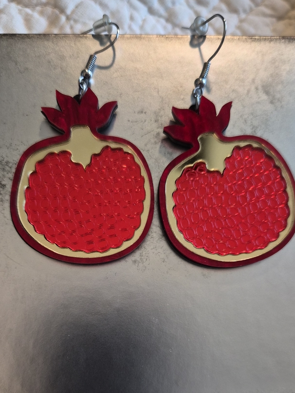 Red Pomegranate Dangle Earrings